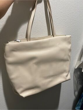 Target Cream Tote Bag with Top Zip